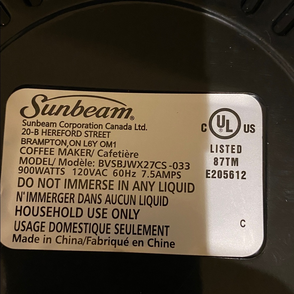 Sunbeam 12 cup programmable coffee maker - Picture 7 of 7